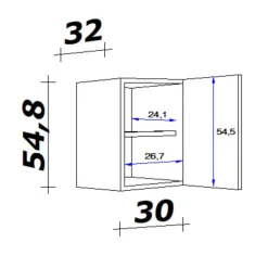 QUARTIER Küchen Hängeschrank AVILA 30 Eiche /weiß matt