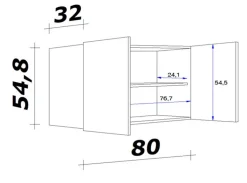 QUARTIER Küchen Hängeschrank AVILA 80 cm Eiche /weiß matt