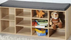 KESPER Schuhschrank mit Sitzkissen 103,5 x 29,5 cm braun/grau