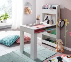 Kinder Kinder Schreibtisch mit Regal 50 x 110 cm weiß