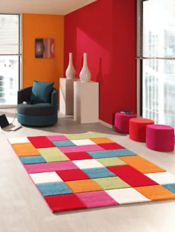 Kinder Kinderteppich DIAMOND KIDS KÄSTCHEN 120 x 170 cm mehrfarbig