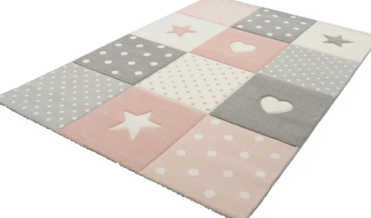 Kinder Kinderteppich KIDS STARS 120 x 170 cm rosa
