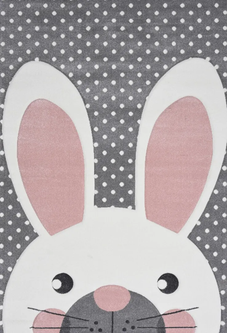 Kinder Kinderteppich PASTEL KIDS HASE 120 x 170 cm grau