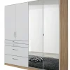 QUARTIER Kleiderschrank HOMBURG 2 Spiegeltüren Sonoma Eiche/HG weiß
