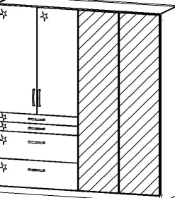 QUARTIER Kleiderschrank HOMBURG 2 Spiegeltüren Sonoma Eiche/HG weiß