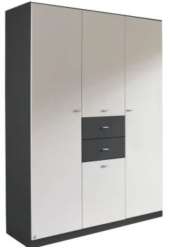 QUARTIER Kleiderschrank LANDSBERG 136 x 197 cm Grau metallic/weiß