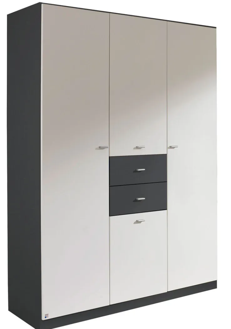 QUARTIER Kleiderschrank LANDSBERG 136 x 197 cm Grau metallic/weiß