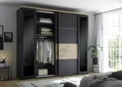 QUARTIER Kleiderschrank STYLE 267 x 225 cm Anthrazit/ Viking Oak hell