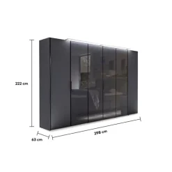 Kleiderschrank SWING 298 x 222 cm vulkanschwarz