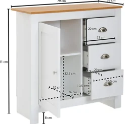 Kommode 79 x 81 cm mit Schubkästen weiß/ braun