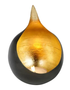 LAMBERT Windlicht CALDERA 20 cm schwarz /goldfarbig