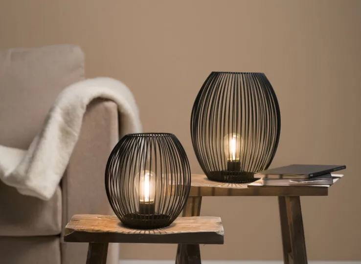 LEONARDO Laterne mit LED 18,5 cm schwarz