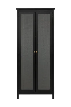 QUARTIER Mehrzweckschrank CORDOBA 80 x 187 cm schwarz/Geflecht Nobel