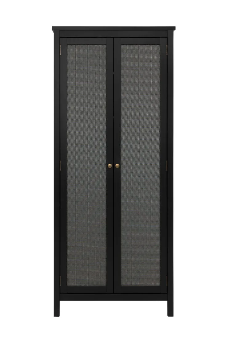 QUARTIER Mehrzweckschrank CORDOBA 80 x 187 cm schwarz/Geflecht Nobel