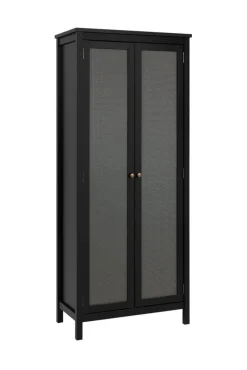 QUARTIER Mehrzweckschrank CORDOBA 80 x 187 cm schwarz/Geflecht Nobel