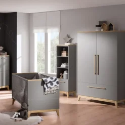 PAIDI Babybett STEN 70 x 140 cm grau/ braun