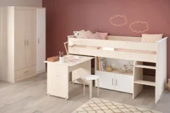 Kinder Parisot Hochbett CHARLY 4 braun / weiß