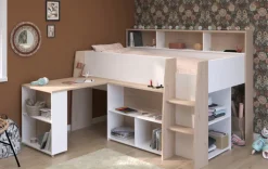 Kinder Parisot Hochbett LUCAS weiß/braun