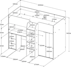 Kinder Parisot Hochbett TOM 1 weiß / braun