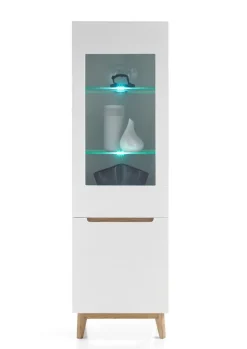 PHILL HILL Vitrine RIBE 59 x 193 x 40 cm Nachbildung weiß/Absetzung braun