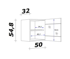 QUARTIER Eck-Hängeschrank MEGGIE 50 x 54 x 32cm weiß