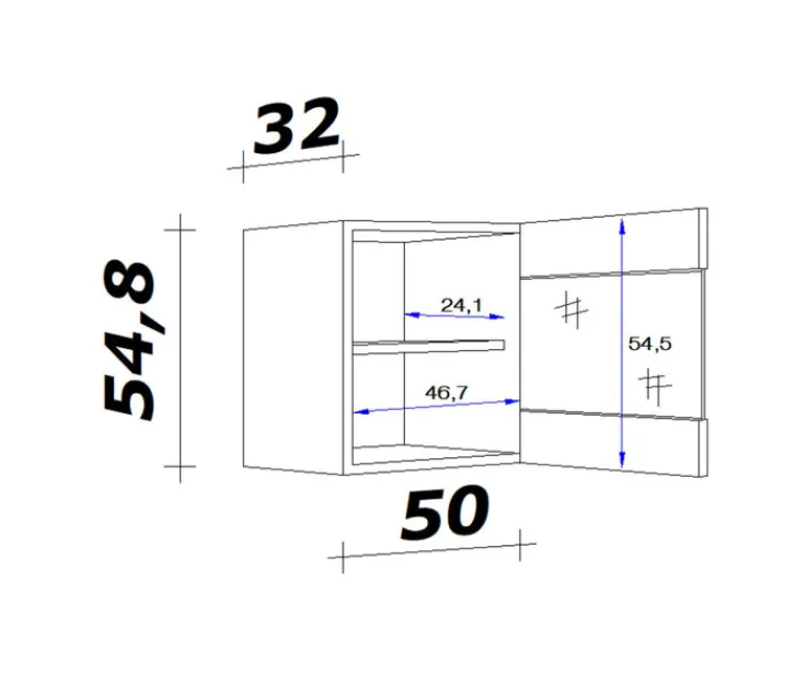 QUARTIER Eck-Hängeschrank MEGGIE 50 x 54 x 32cm weiß