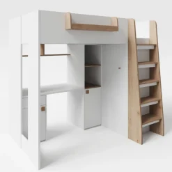 Kinder roba Hochbett SMALL WORLD ARTESANA weiß/ braun