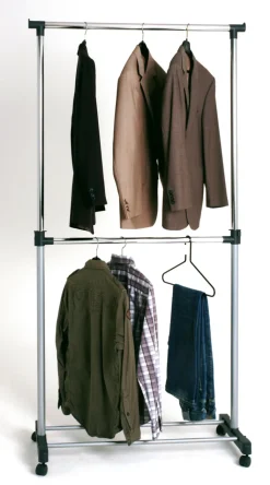 Rollgarderobe 90 x 120(210) cm chromfarbig/grau