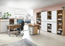 Schreibtisch CLYDE 160 x 77 cm Mauvella-Oak-Dekor/silberfarbig matt