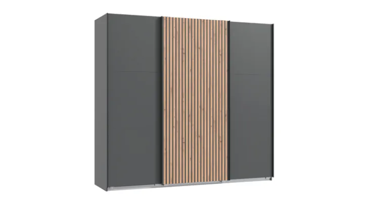 Schwebetürenschrank ALASKA 250 x 216 cm grau/ braun