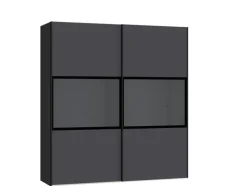 QUARTIER Schwebetürenschrank SLIDELINE III schwarz/ grau