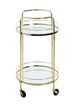 Servierwagen PALAIS Metall Ø 48 cm vermessingt/Spiegelglas