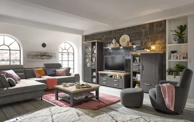 set one by Musterring Couchtisch YORK 64 anthrazit /Eiche Artisan