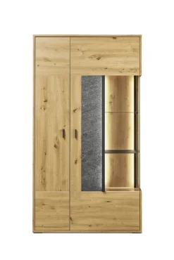 set one by Musterring Vitrine DELTONA 94x171 cm Eiche Artisan Dekor / Sandstein