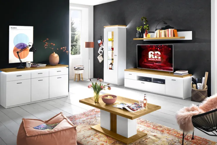 QUARTIER Sideboard AARON weiß/ braun