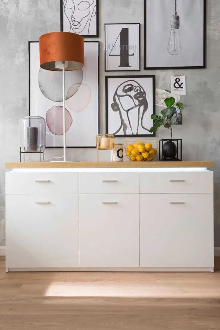 QUARTIER Sideboard AARON weiß/ braun