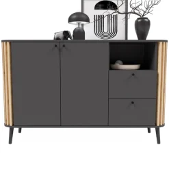 Sideboard PURE 138 x 88 cm grau-Dekor/Eiche-Dekor