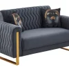 QUARTIER Sofa 2-Sitzer LUANDA grau-blau