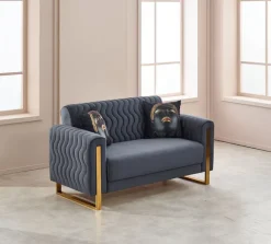 QUARTIER Sofa 2-Sitzer LUANDA grau-blau