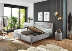 SYSTEMPOLSTER sleep Polsterbett ALESSANDRIA 180 x 200 cm silber