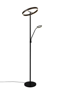 TRIO Deckenfluter mit Leselampe WILLIS, Metall, 180 cm Schwarz