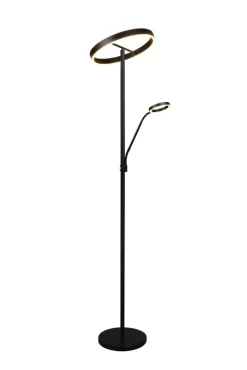 TRIO Deckenfluter mit Leselampe WILLIS, Metall, 180 cm Schwarz