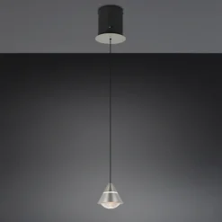 TRIO LED Pendelleuchte ROMEO Metall Ø 15,5 cm Höhe 50–200 cm Alu-/Nickelfarbig