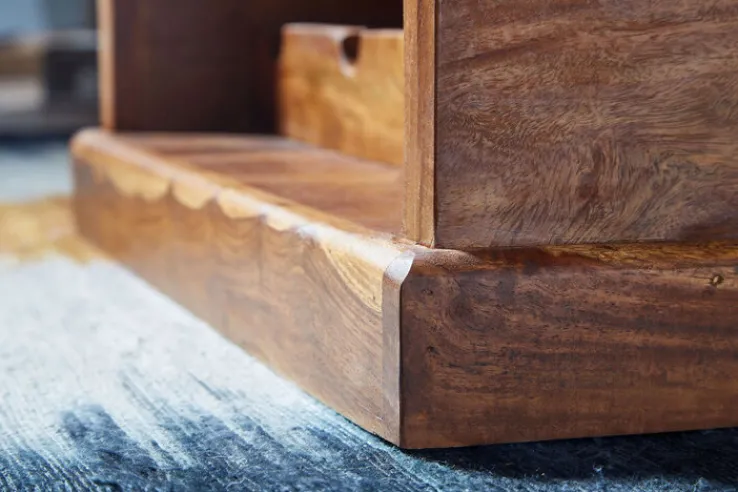 Truhentisch 100 x 40 cm Sheesham braun schwarz