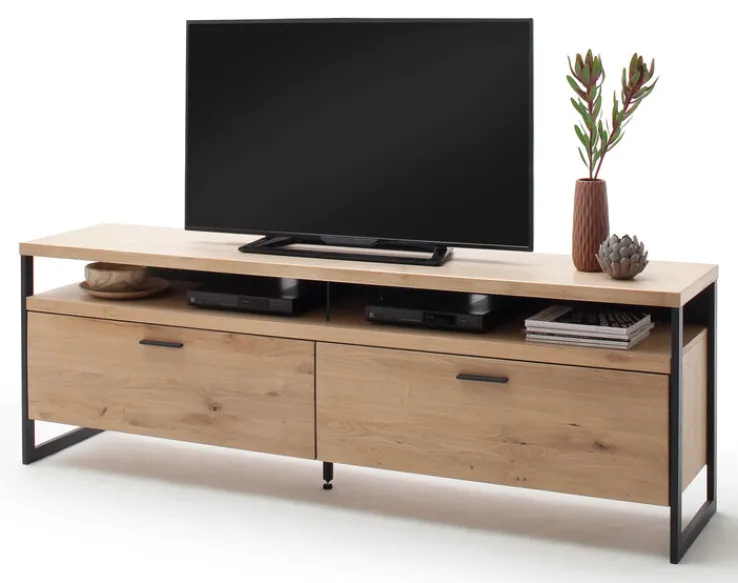 TV-Lowboard LANTANA 205 cm Balkeneiche Bianco /anthrazit