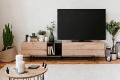 TV-Lowboard NOLA 195 x 48 cm Artisan Oak/ schwarz
