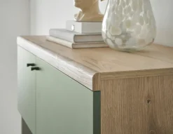 Vitrine ALVA 90 x 134 cm salbeifarbig/braun