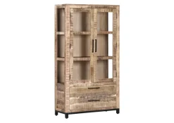 QUARTIER Vitrine CHASE 100 x 180 cm Mango massiv/schwarz