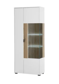 Vitrine HUDSON 75 x 180 cm weiß/braun