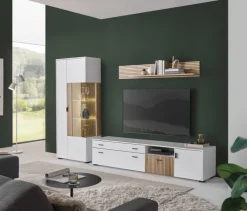 Vitrine HUDSON 75 x 180 cm weiß/braun